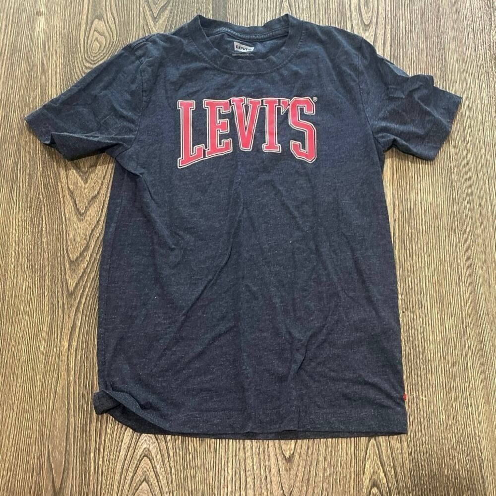 Levi's Youth Boys Logo Print T-Shirt Short Sleeve Crewneck Pullover Gray 10-12